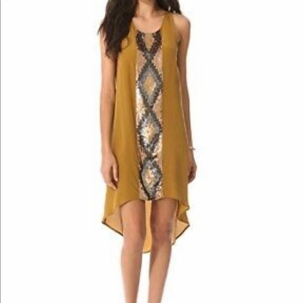 Haute Hippie Sequined High Low Silk Dress